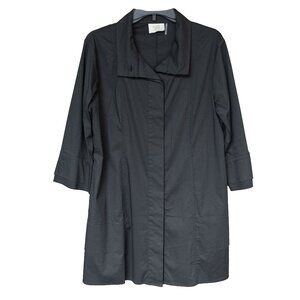 INAE Collection Mock Neck Tunic Top Black Goth Minimal Classic Button Up Shirt